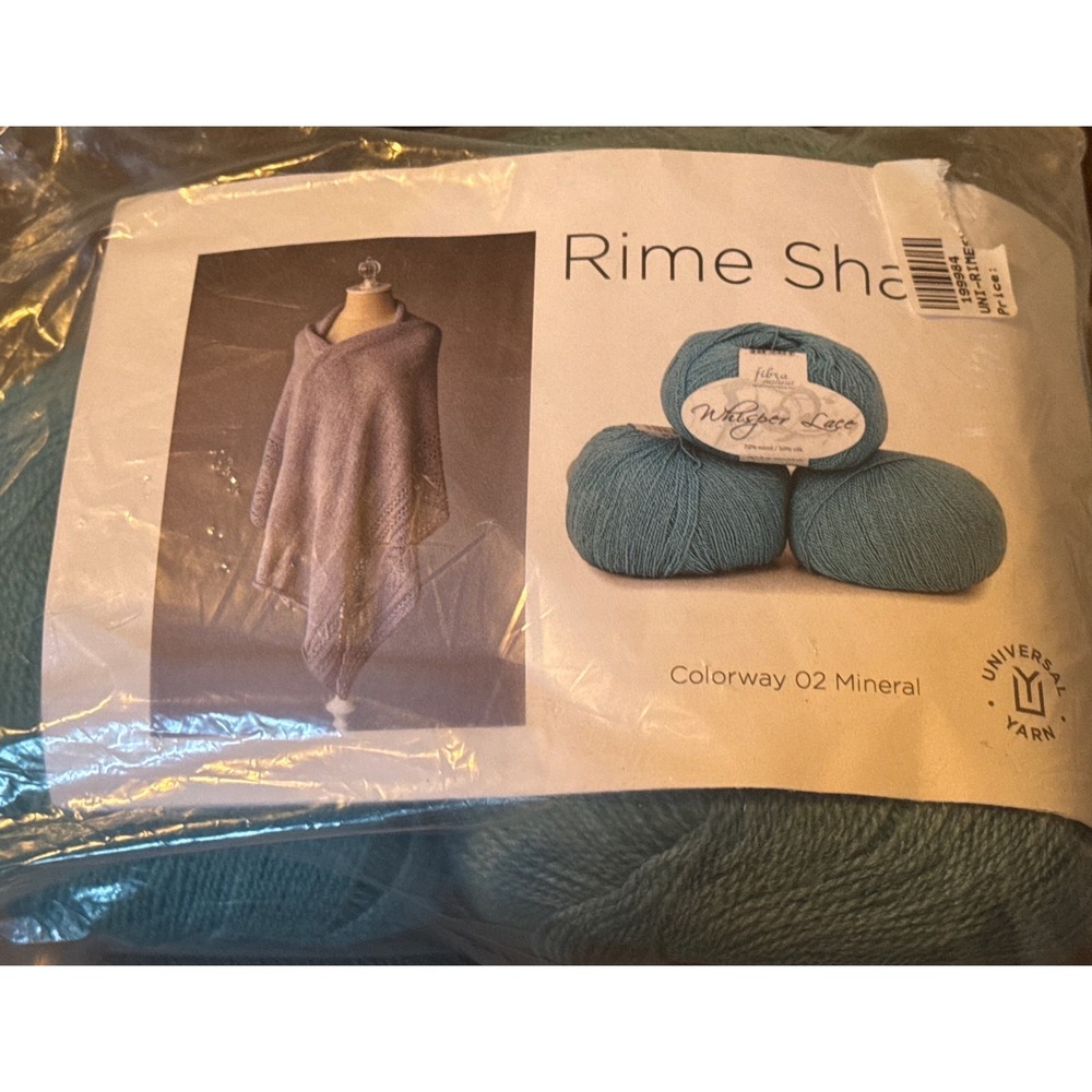 Fibra Natura Whisper Lace Wool Silk Yarn 3 Skeins 02 Mineral Teal Rime Shawl NWT